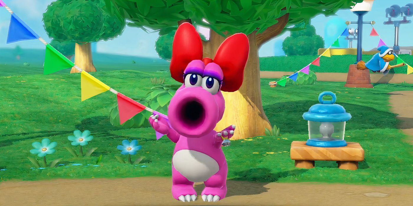 Birdo facing the camera in Super Mario Party.