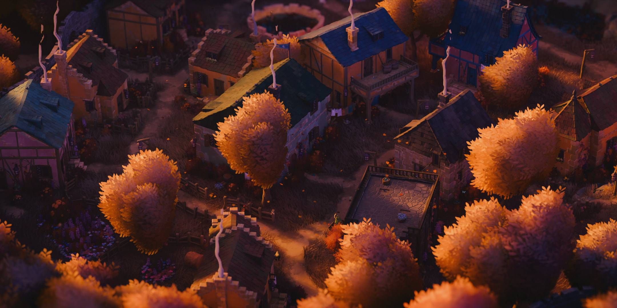 Tiny Glade Little village In Autumn