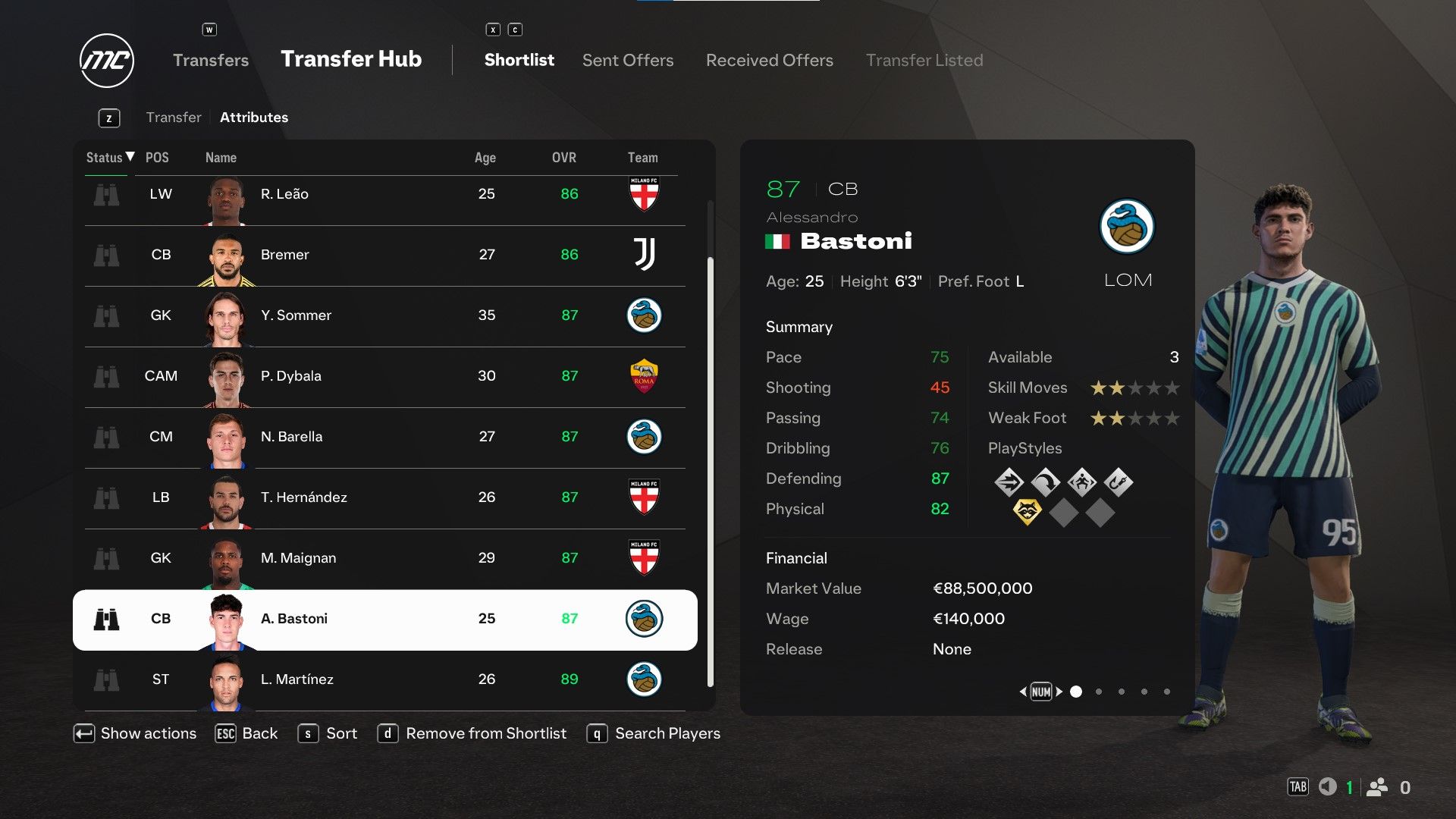 Alessandro Bastoni in EA Sports FC 25.