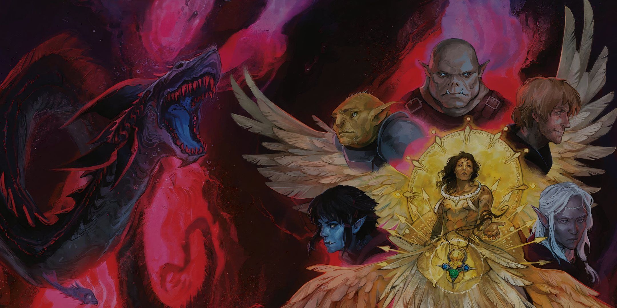 Cover art for Critical Role's adventure Call of the Netherdeep complete with Exandrian characters.