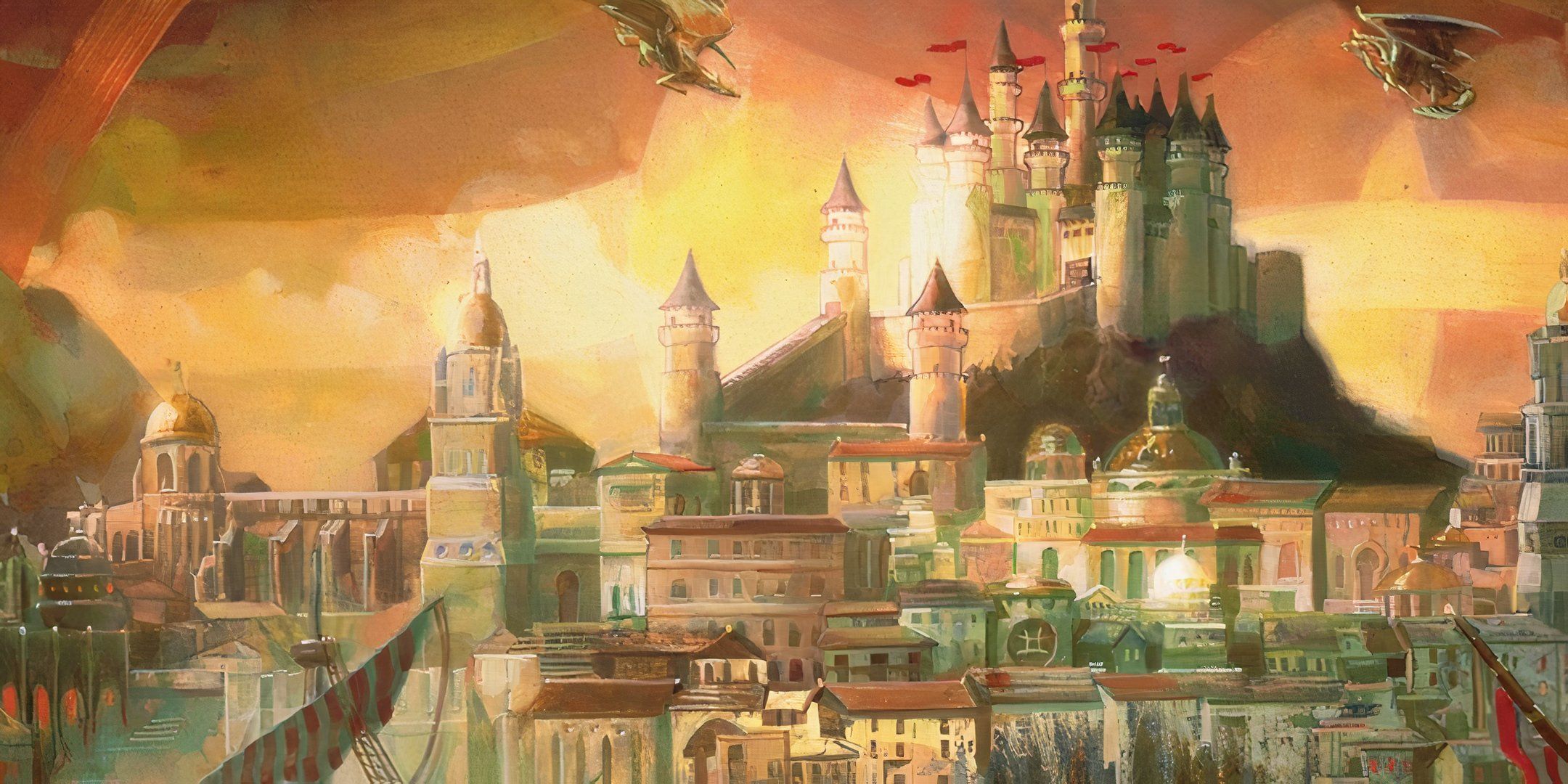 A majestic castle perched on top of a hill in Dungeons & Dragons. 