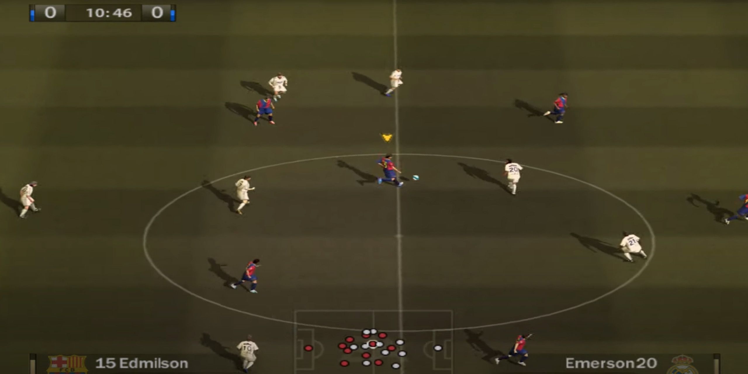 Two teams playing soccer in FIFA 07.