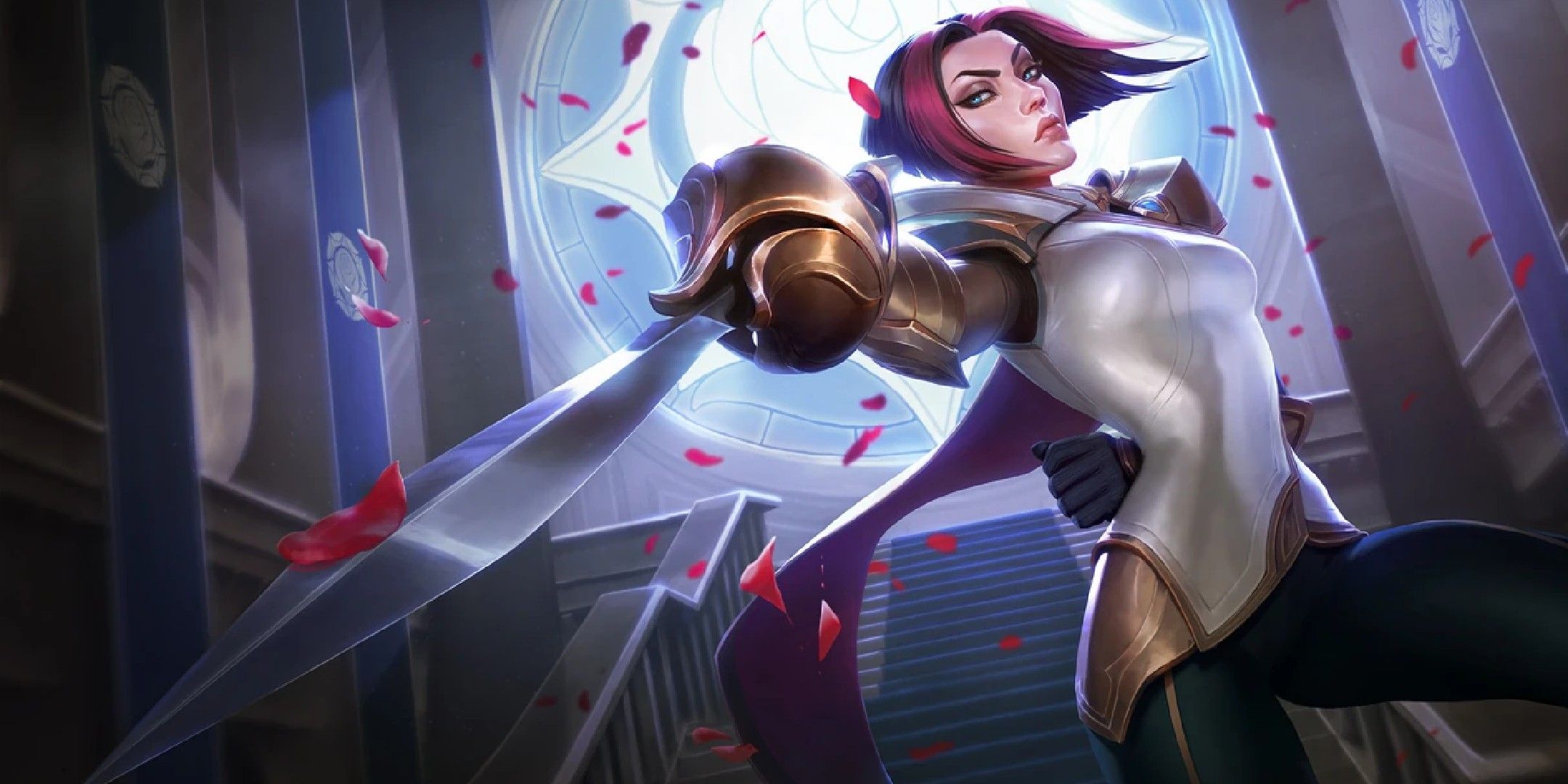 League of Legends image showing the splash art for Fiora.