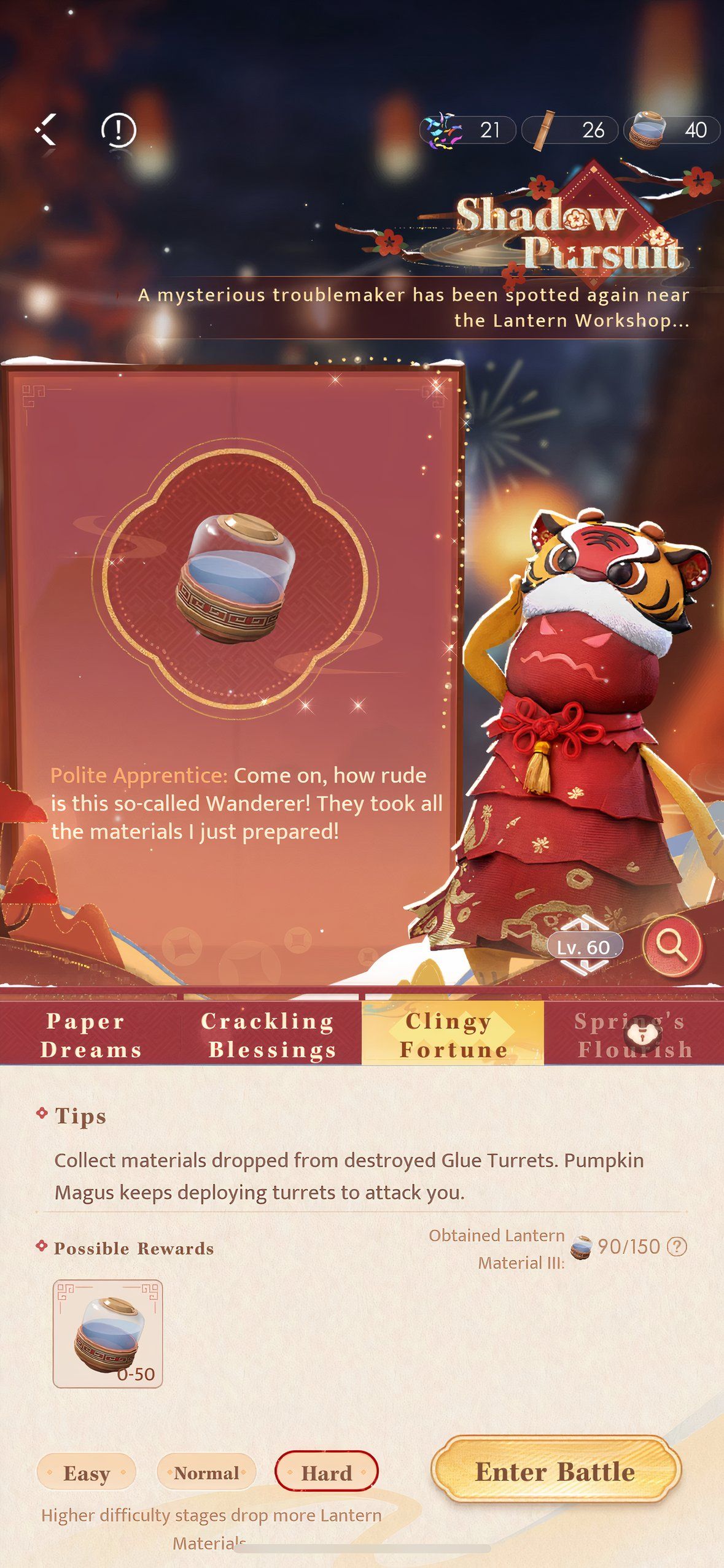 Love And Deepspace: An image of the Clingy Fortune combat stage rules. 