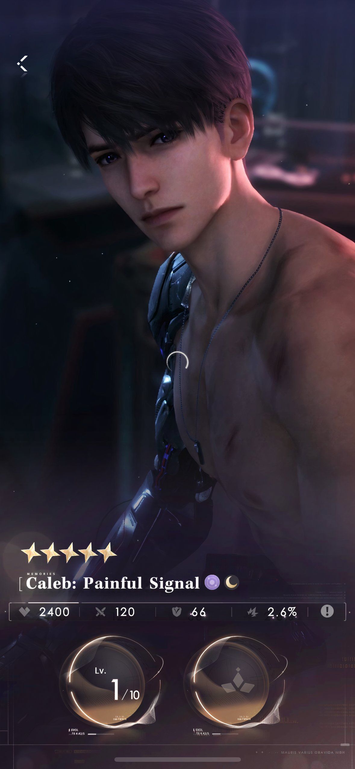 Love And Deepspace: An image of the memory cover for Caleb: Painful Signal. 
