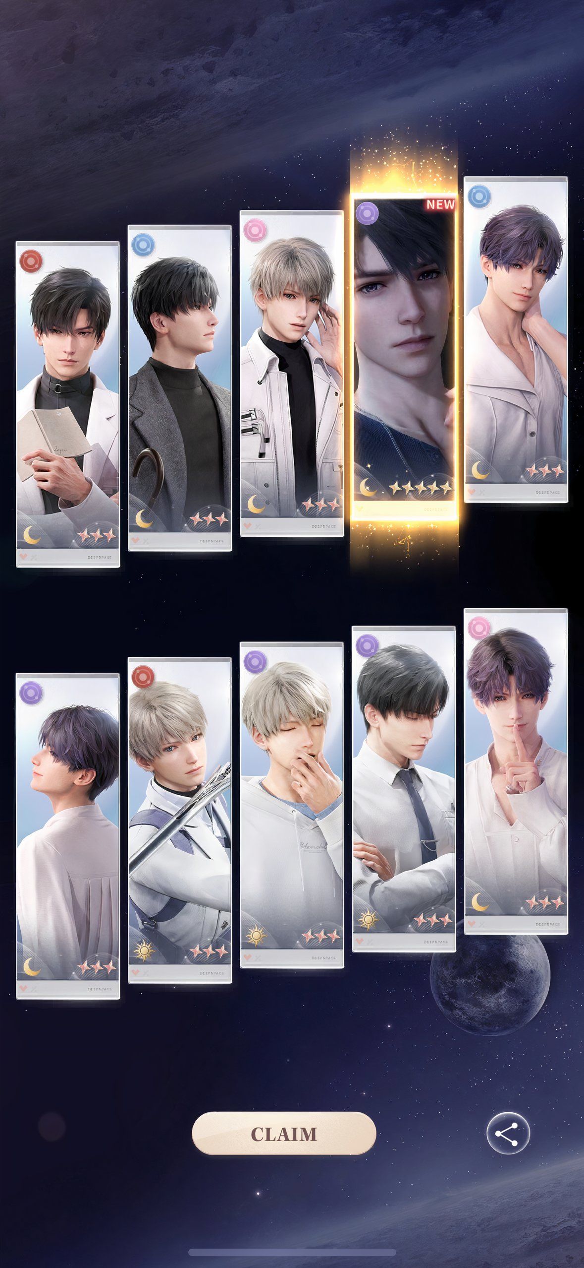 Love And Deepspace: An image of the tenn memory pull screen for Sky's Embrace.