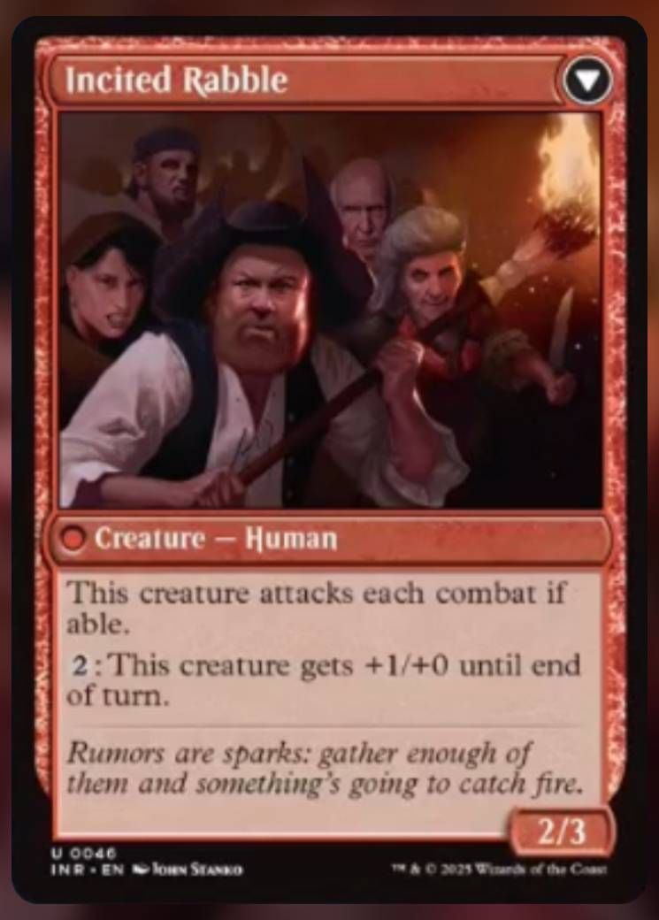 Magic The Gathering Incited Rabble Card.
