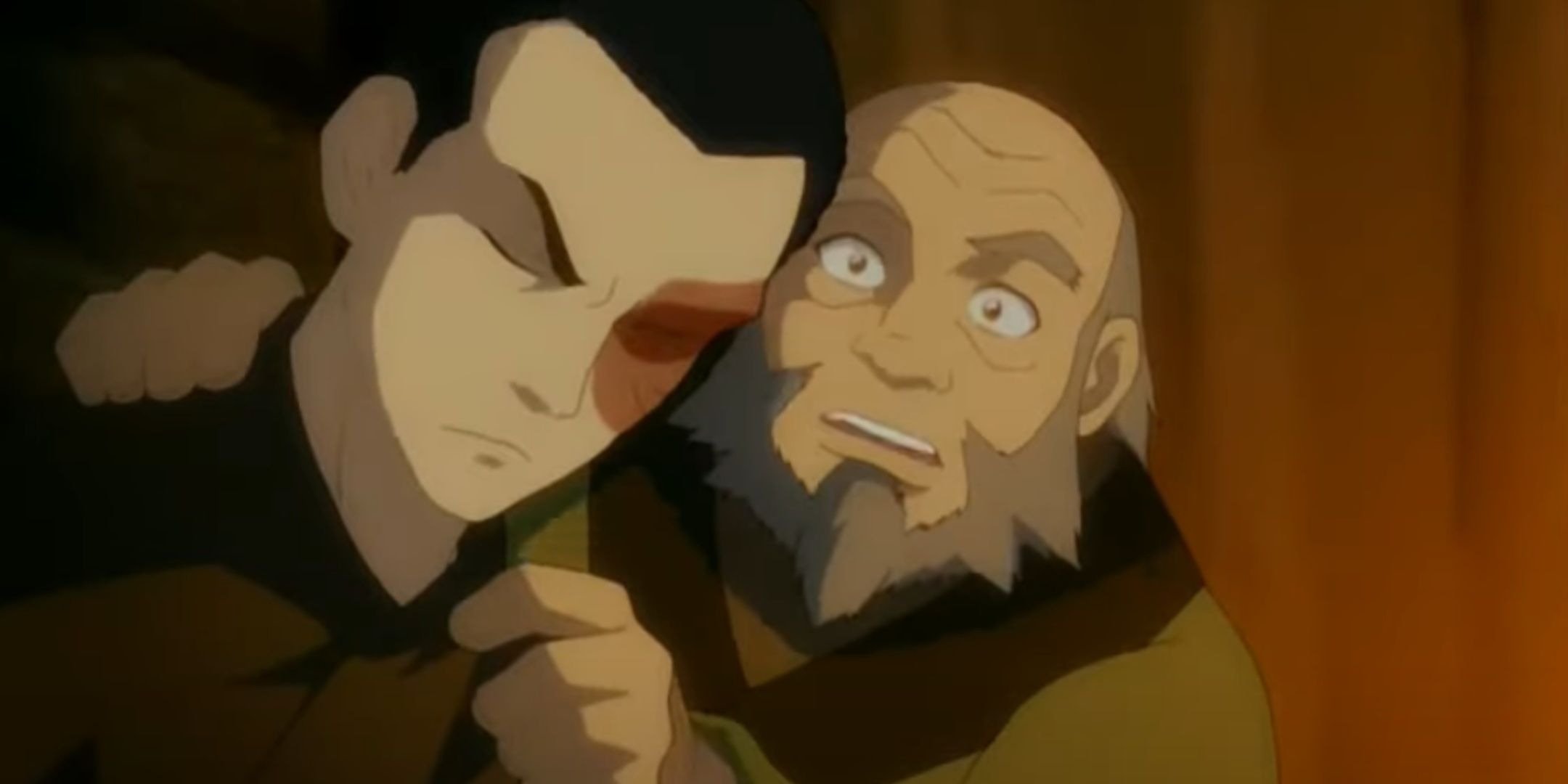 Iroh comforts and advises his nephew Zuko.
