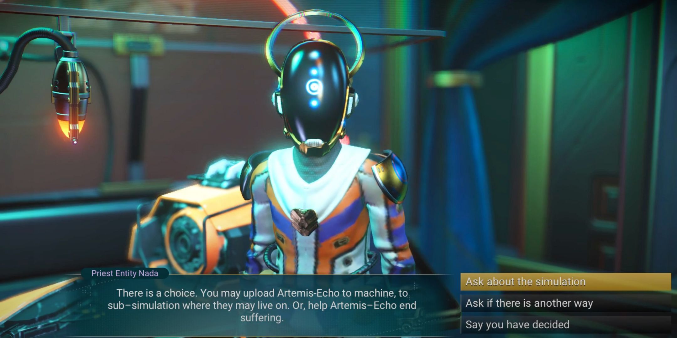 Nada explaining the Artemis choices in No Man's Sky.