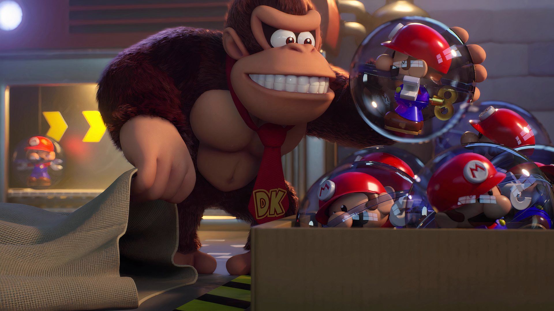 Donkey Kong and the Mini-Marios in Mario vs. Donkey Kong for the Nintendo Switch.