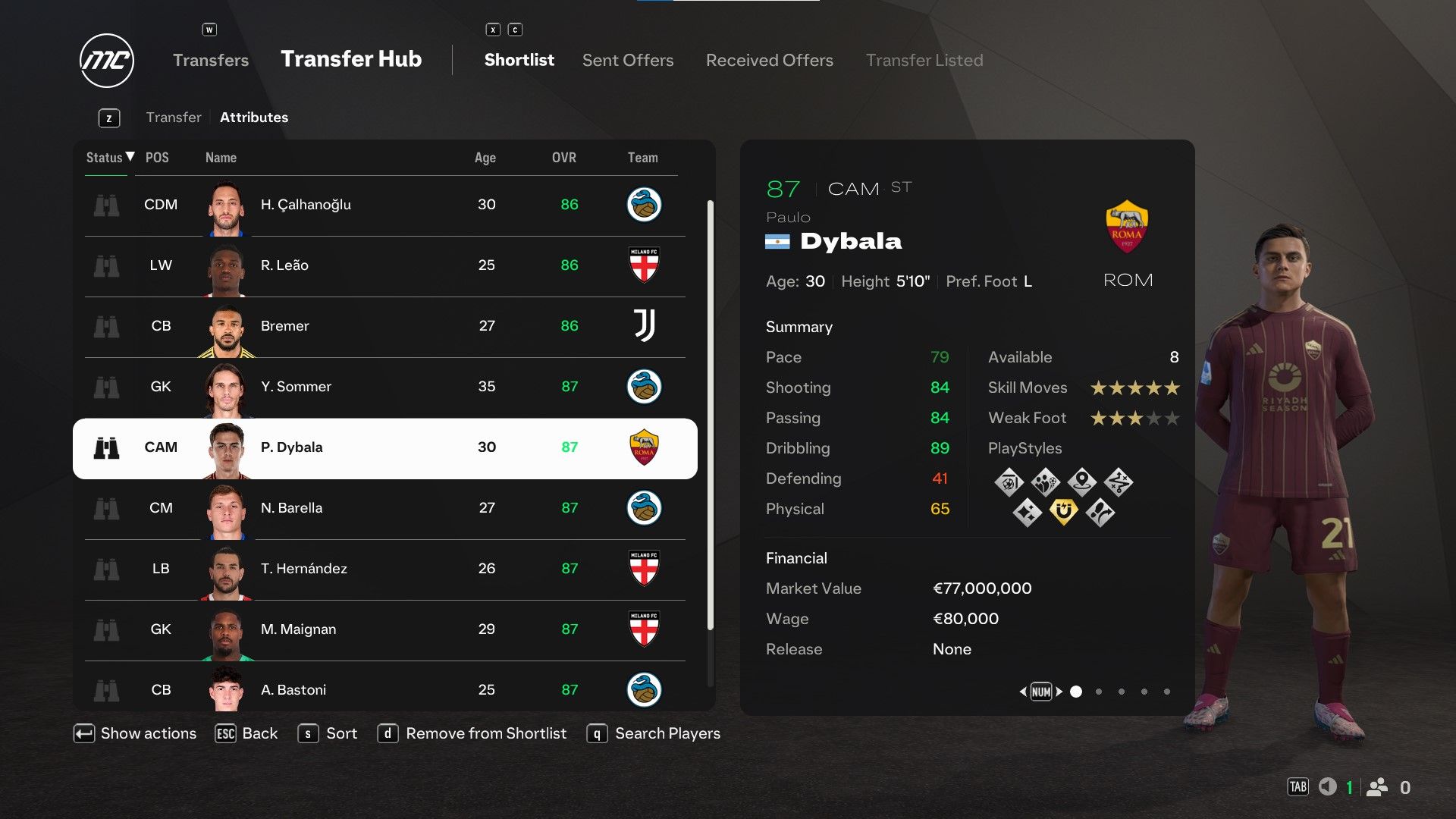 Paulo Dybala in EA Sports FC 25.