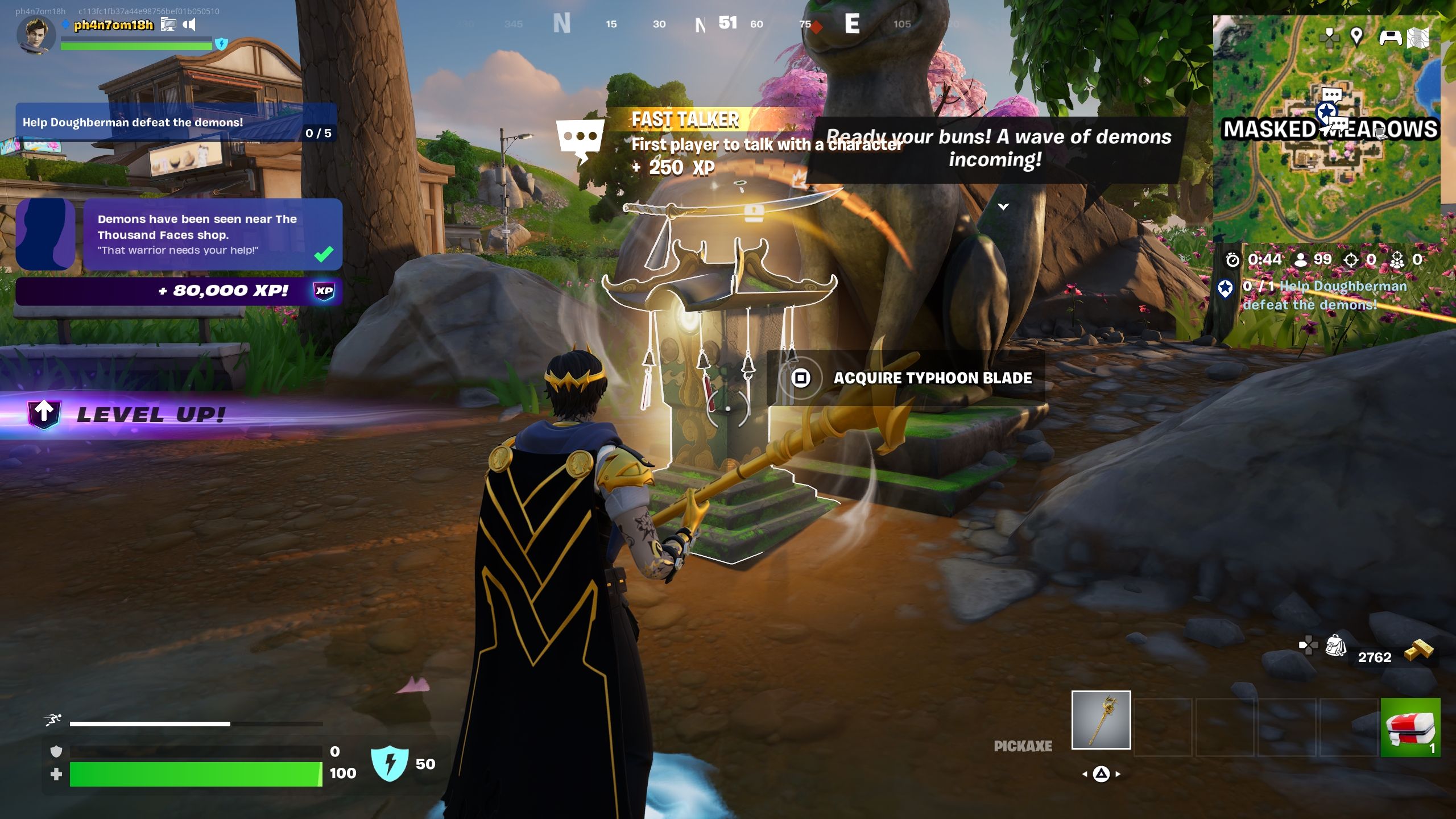 Player about to acquire the Typhoon Blade - Fortnite