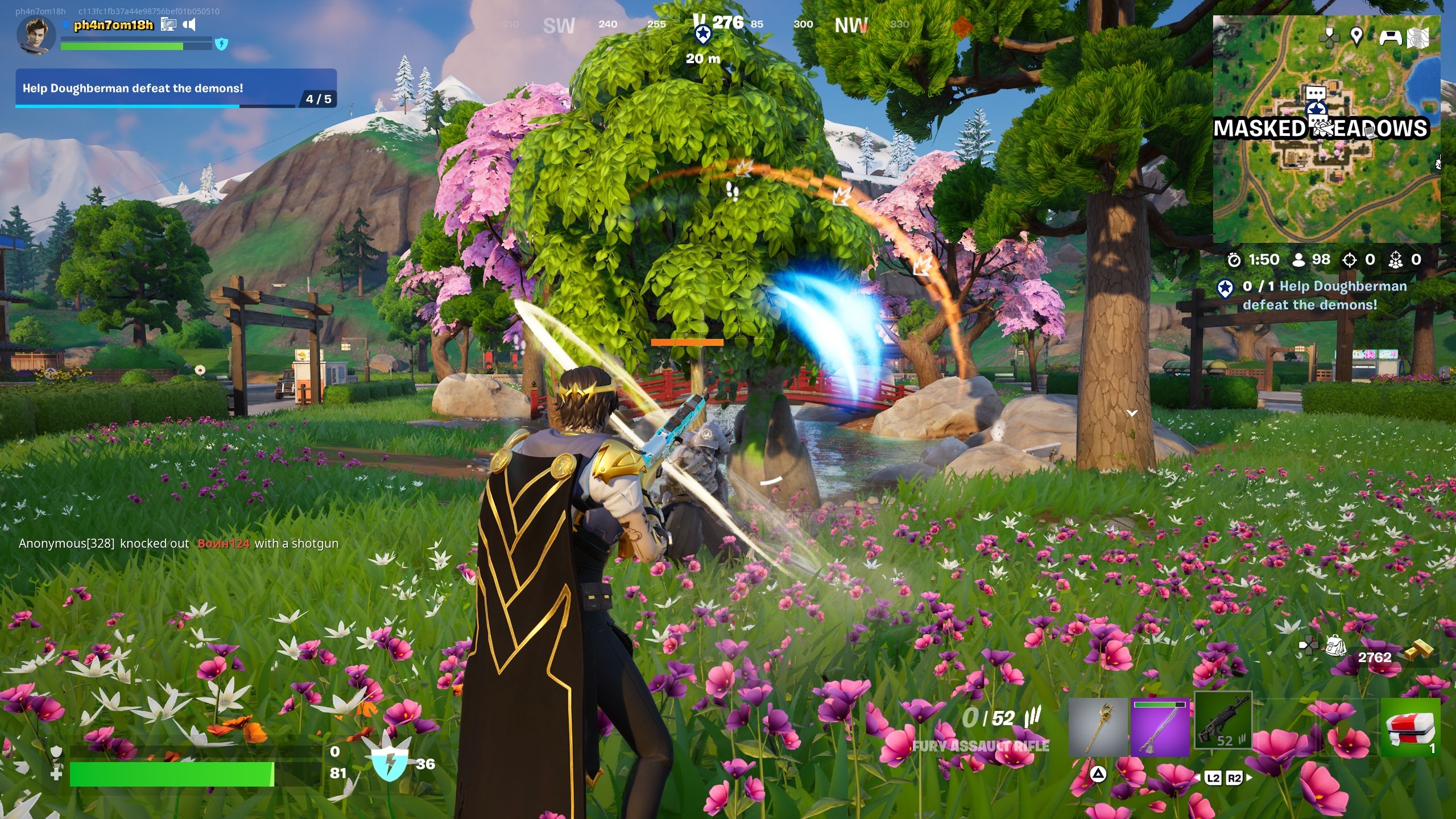 Player is fighting a demon warrior - Fortnite