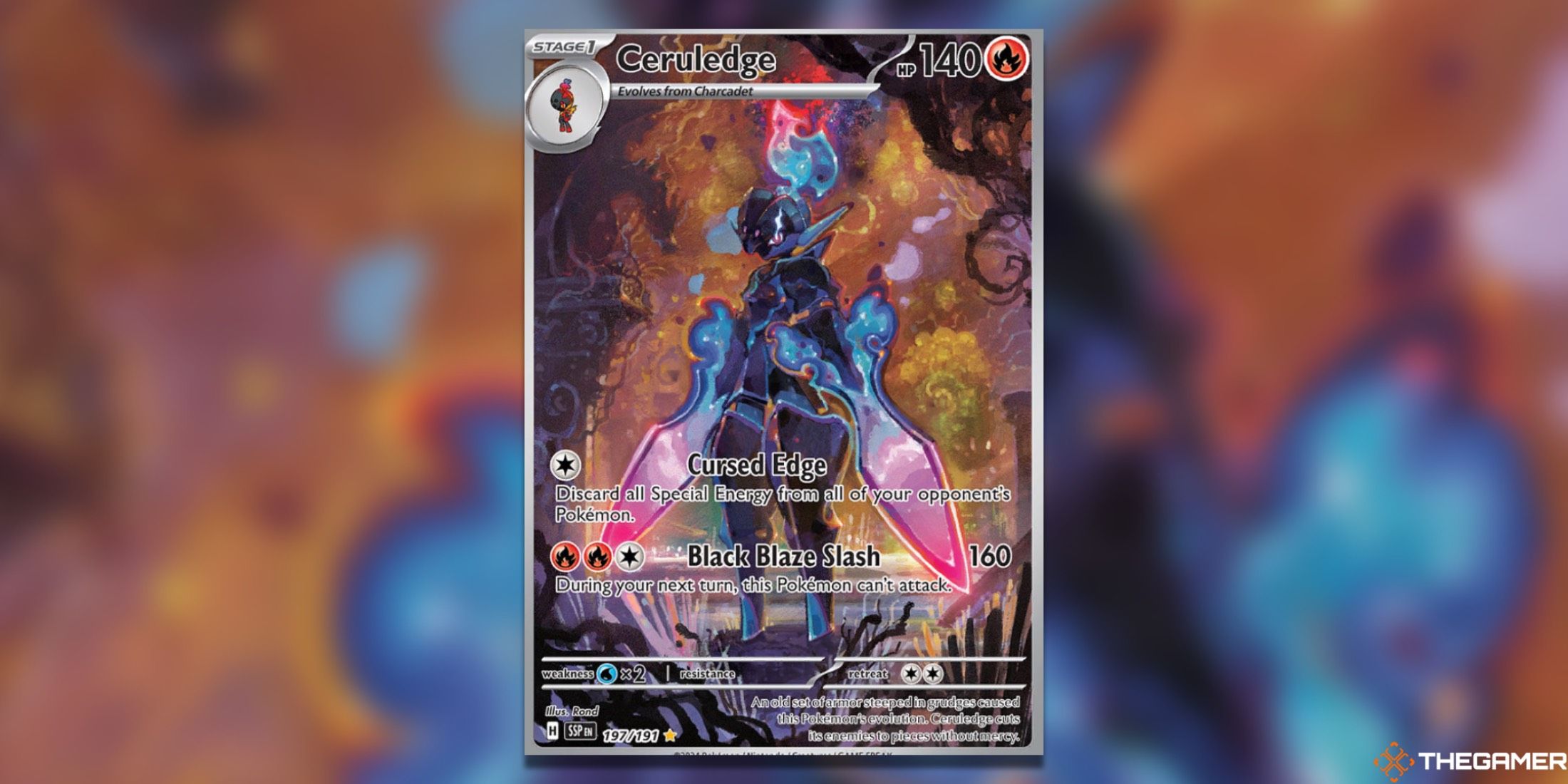 The Ceruledge Illustration Rare from Surging Sparks in the Pokemon TCG.
