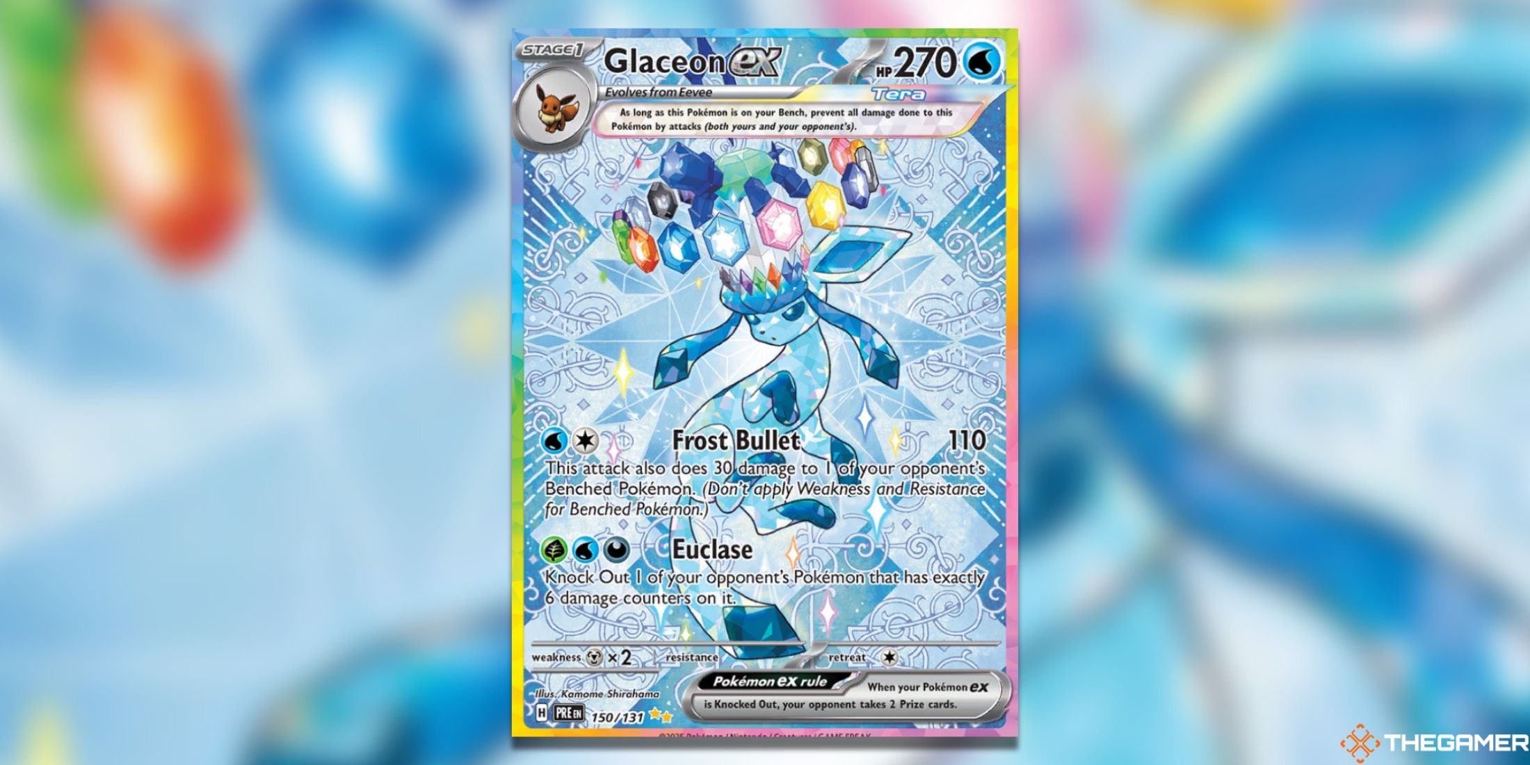 The Prismatic Evolutions Glaceon ex Special Illustration Rare from the Pokemon TCG.