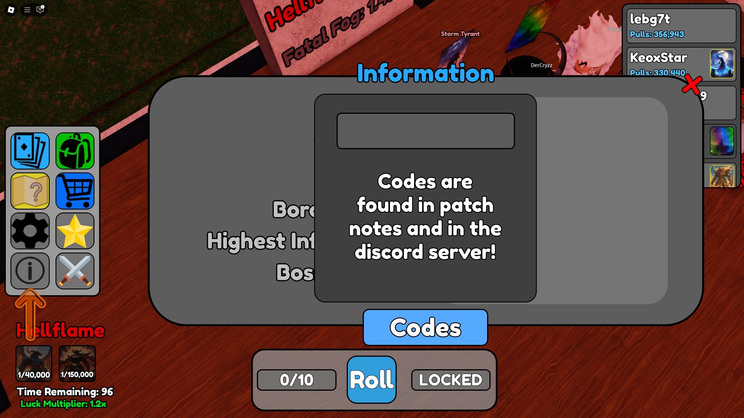 the codes box in GENERIC CARD RNG on Roblox