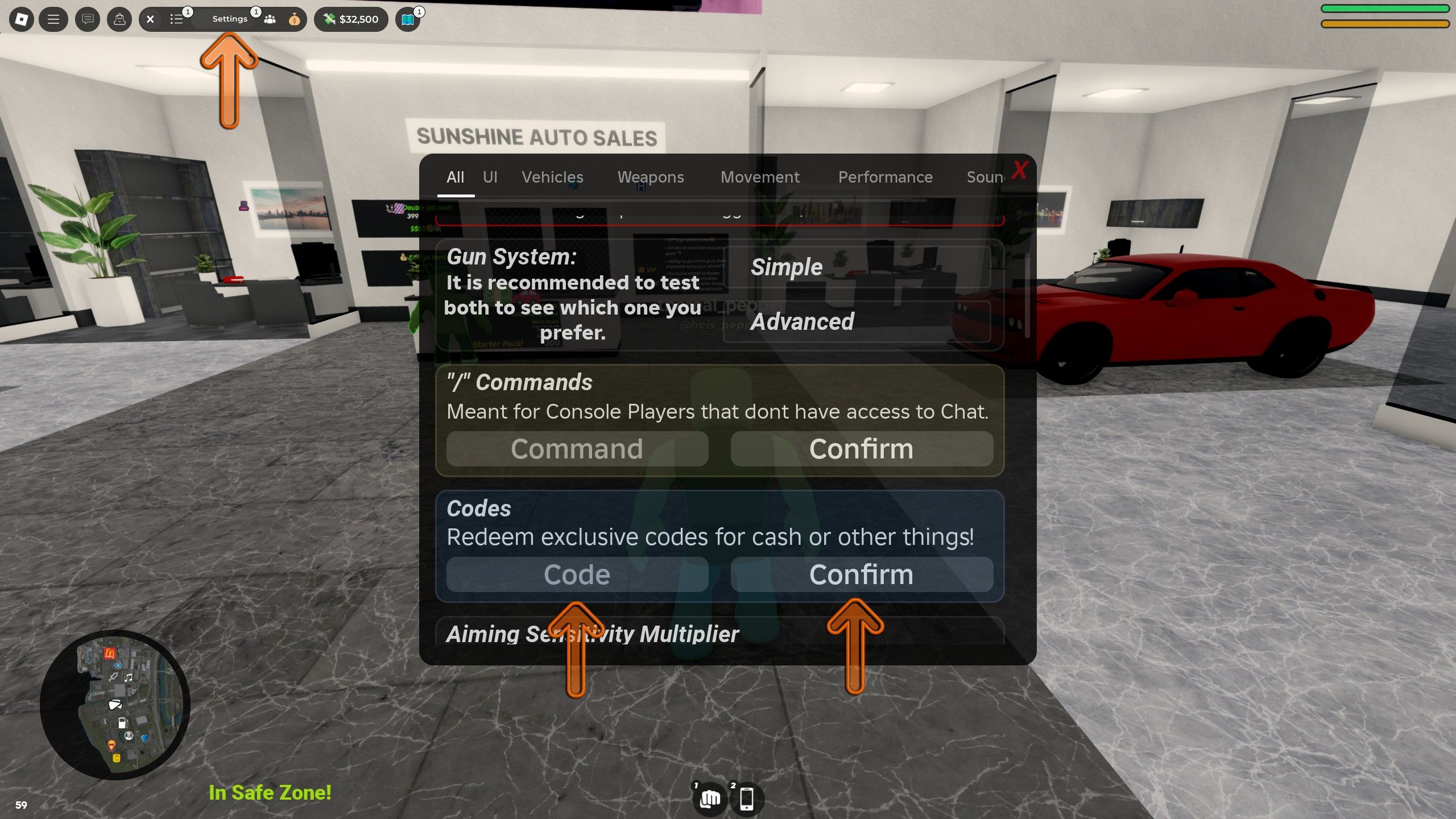 the codes box in outlaw on Roblox 