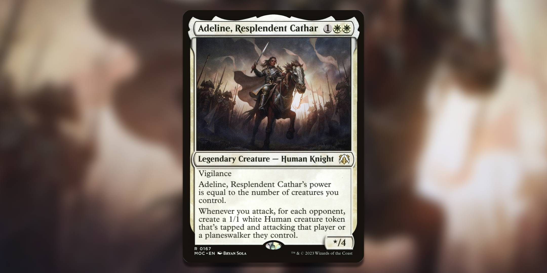 The Magic The Gathering card Adeline Resplendent Cathar by Bryan Sola.