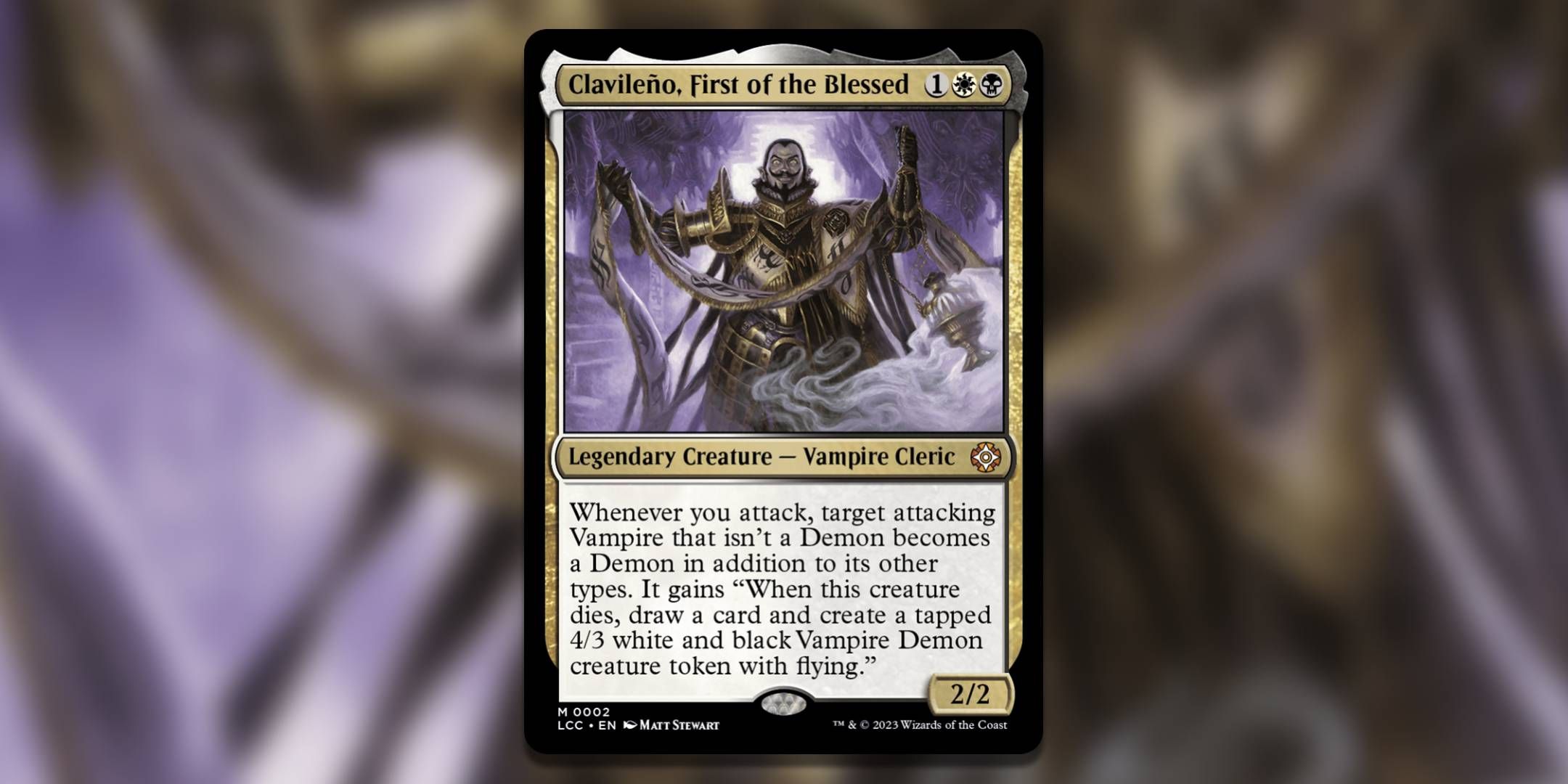 The Magic The Gathering card Clavileno First of the Blessed by Matt Stewart.