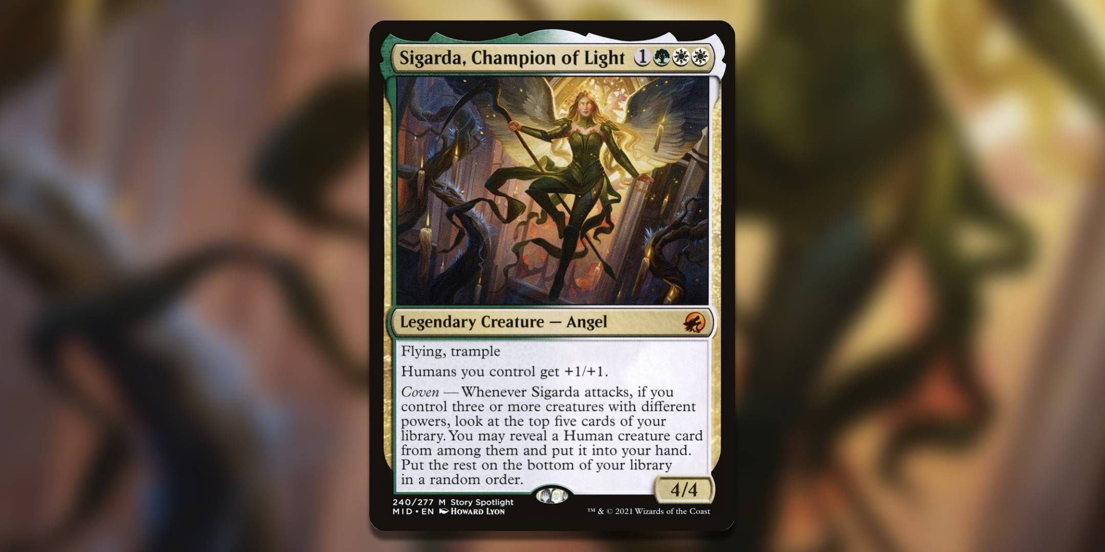 The Magic The Gathering card Sigarda Champion of Light by Howard Lyon.