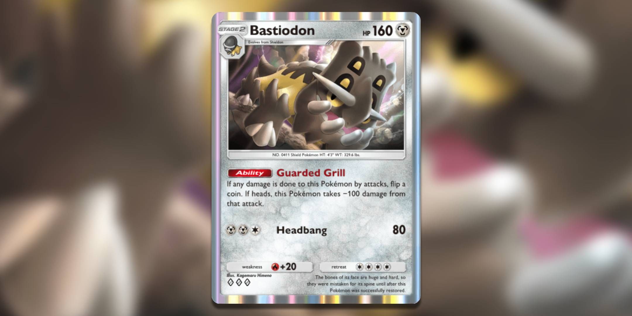 The Pokemon card Bastiodon by Kagemaru Himeno.