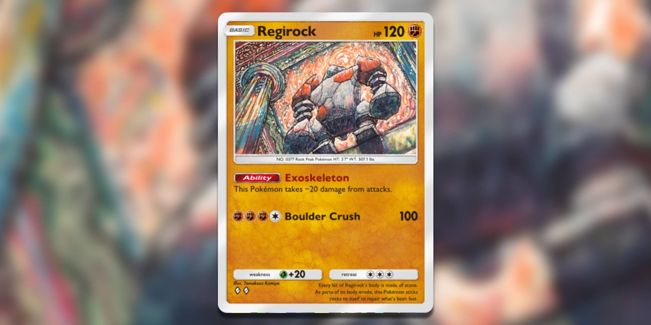 The Pokemon card Regirock by Tomokazu Komiya.