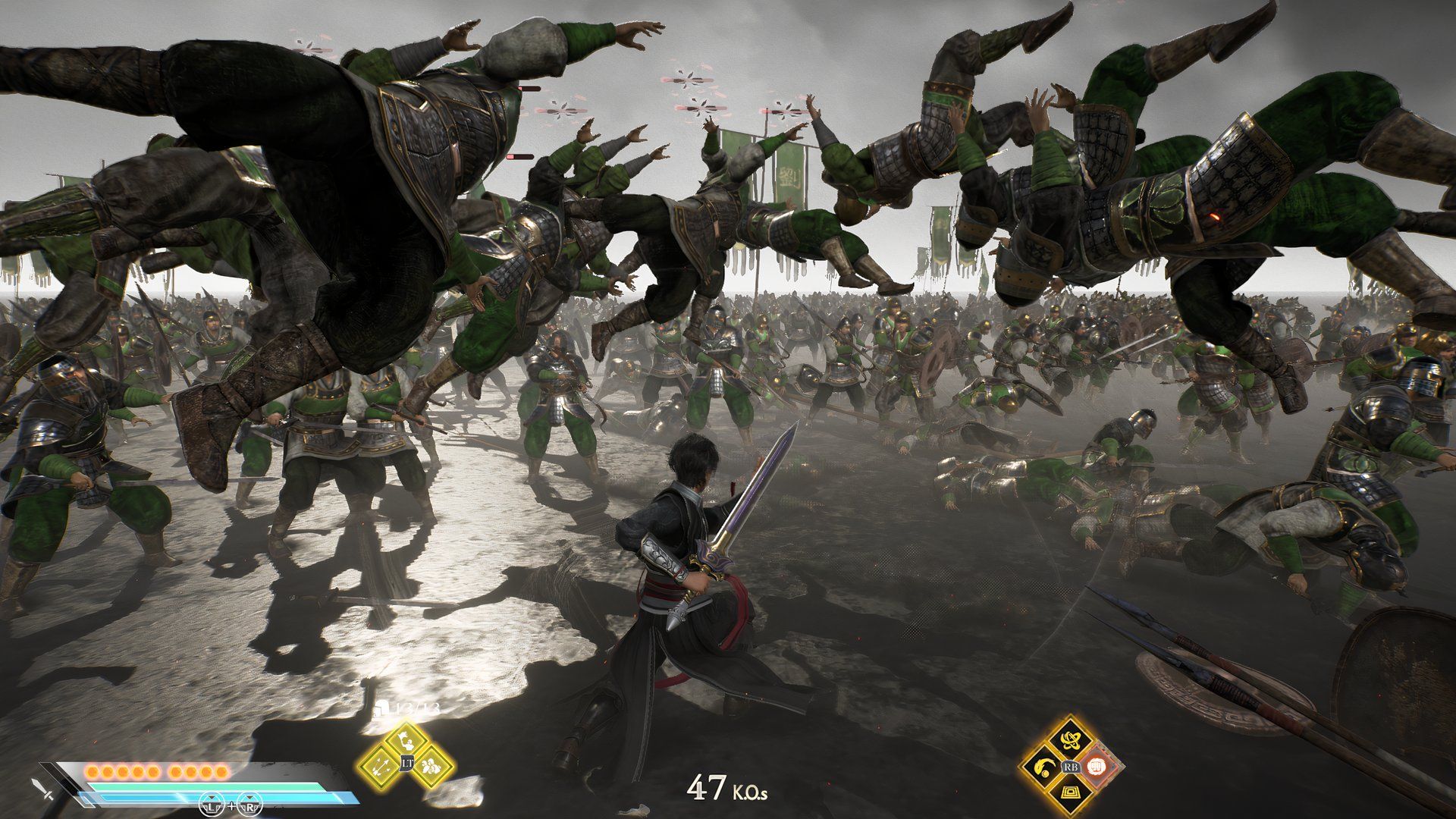 Wanderer with a sword aerial attack in Dynasty Warriors Origins