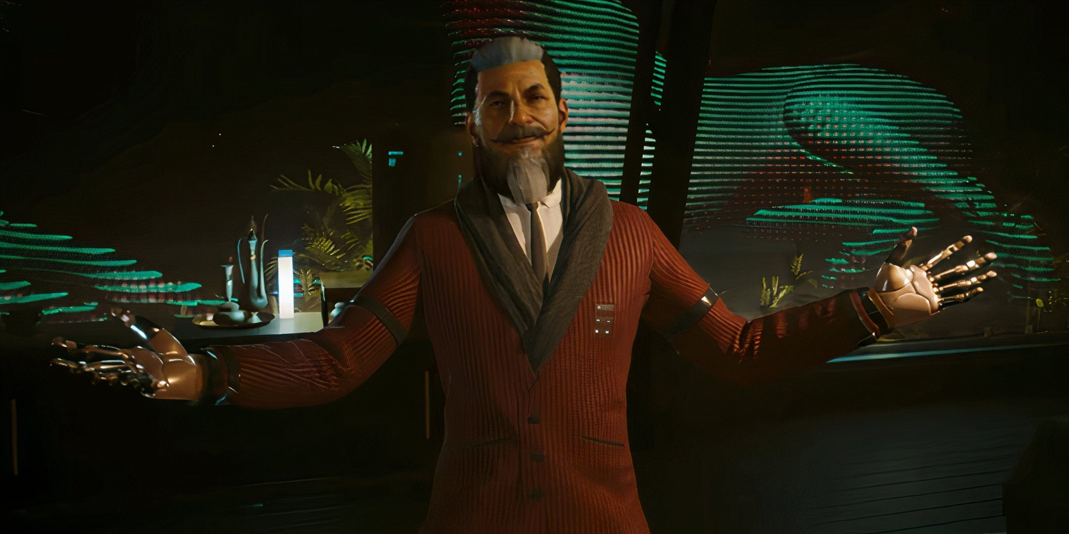 Mr Hands from cyberpunk 2077 in his suite.