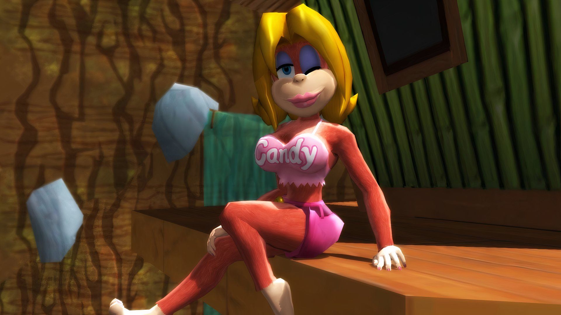 Candy Kong as she appears in Donkey Kong 64.
