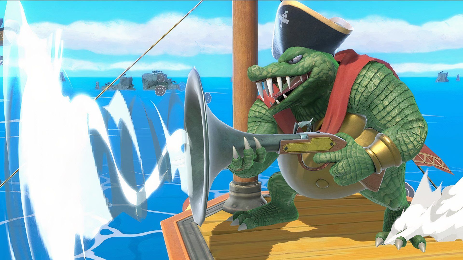 King K. Rool fires his Blunderbuss gun in Super Smash Bros. Ultimate.