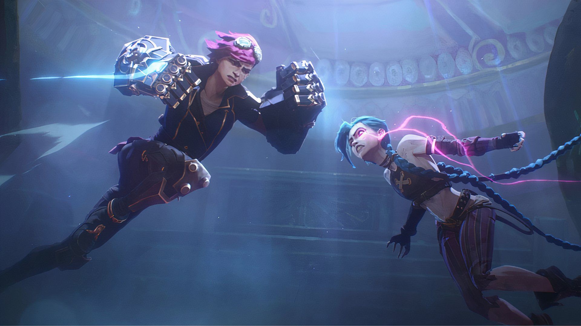 Jinx and Vi battle in the second season of Arcane.