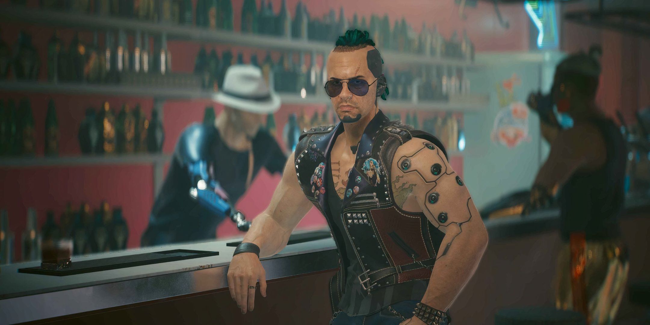 Dino Dinovic in his bar in cyberpunk 2077.  