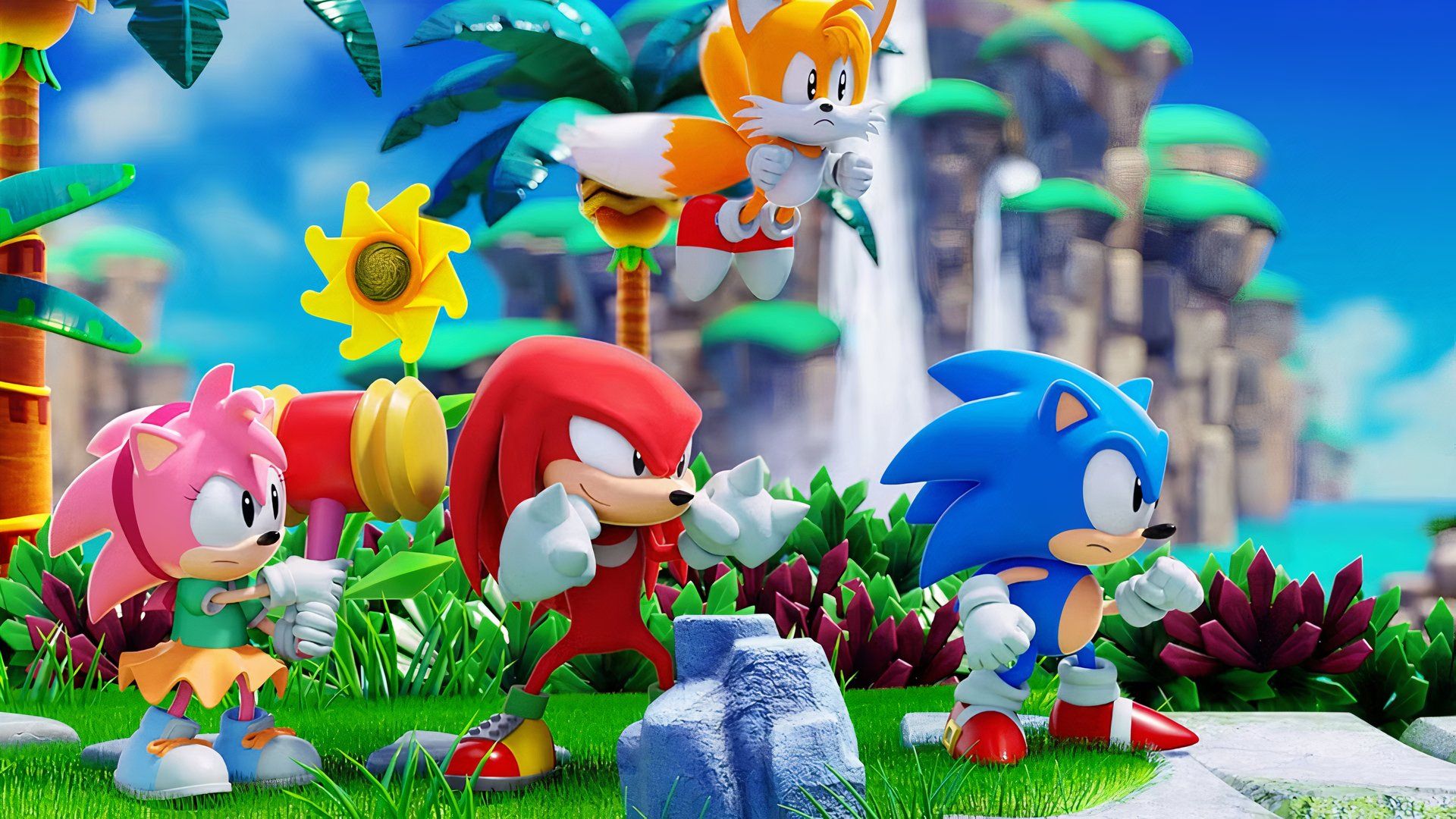 Classic versions of Sonic, Tails, Knuckles, and Amy in Sonic Superstars.