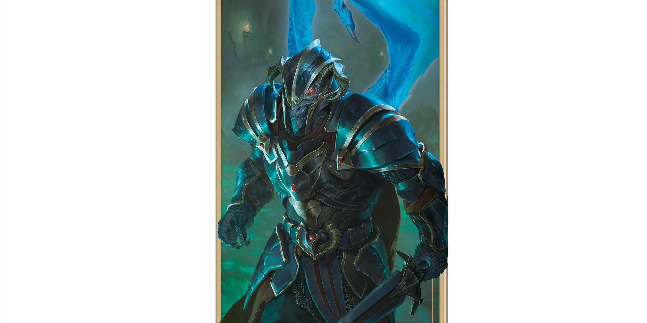 An oath of vengeance paladin wielding a terrifying sword with glowing red eyes.
