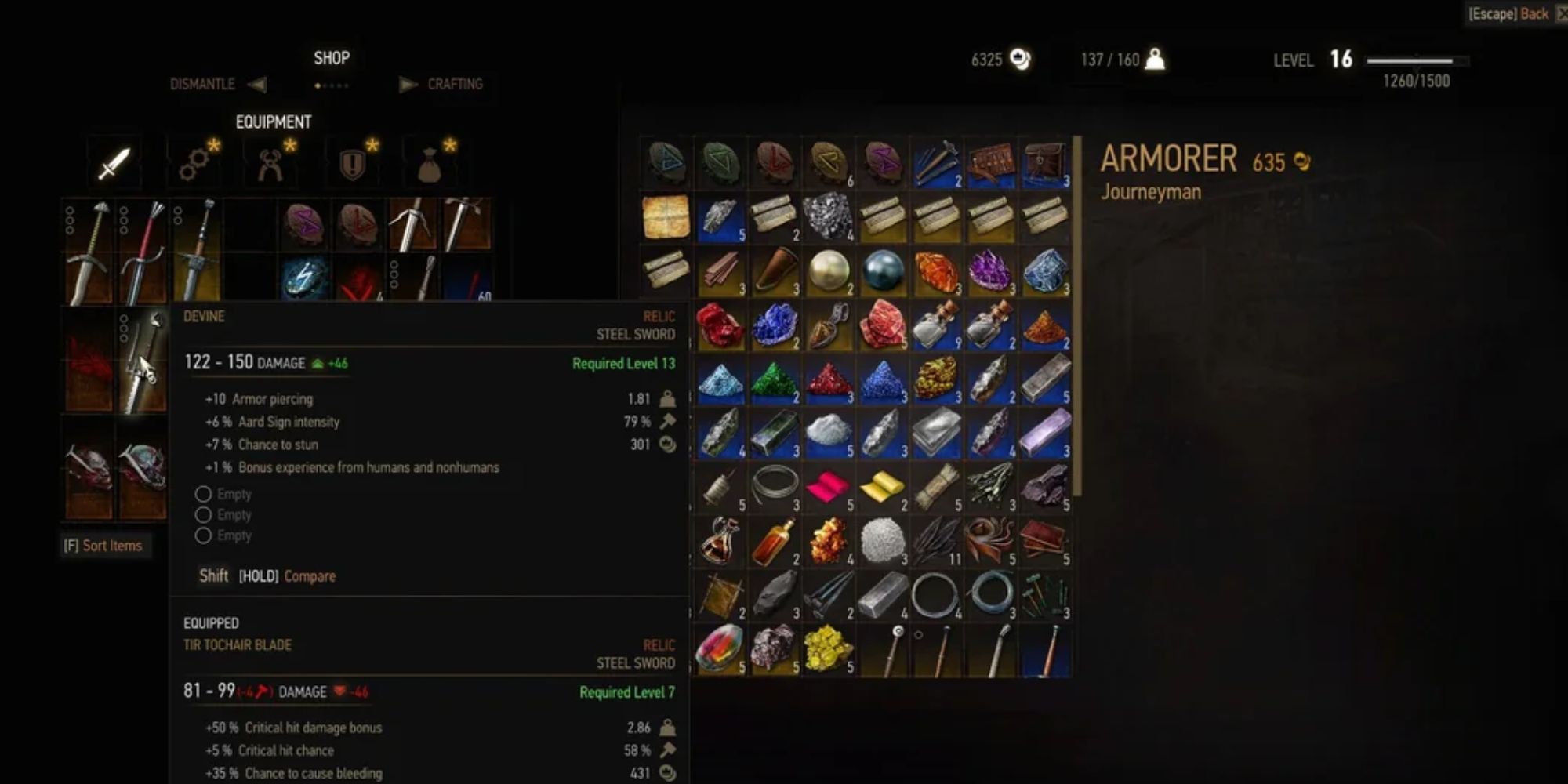 Devine in your Witcher 3 inventory. 