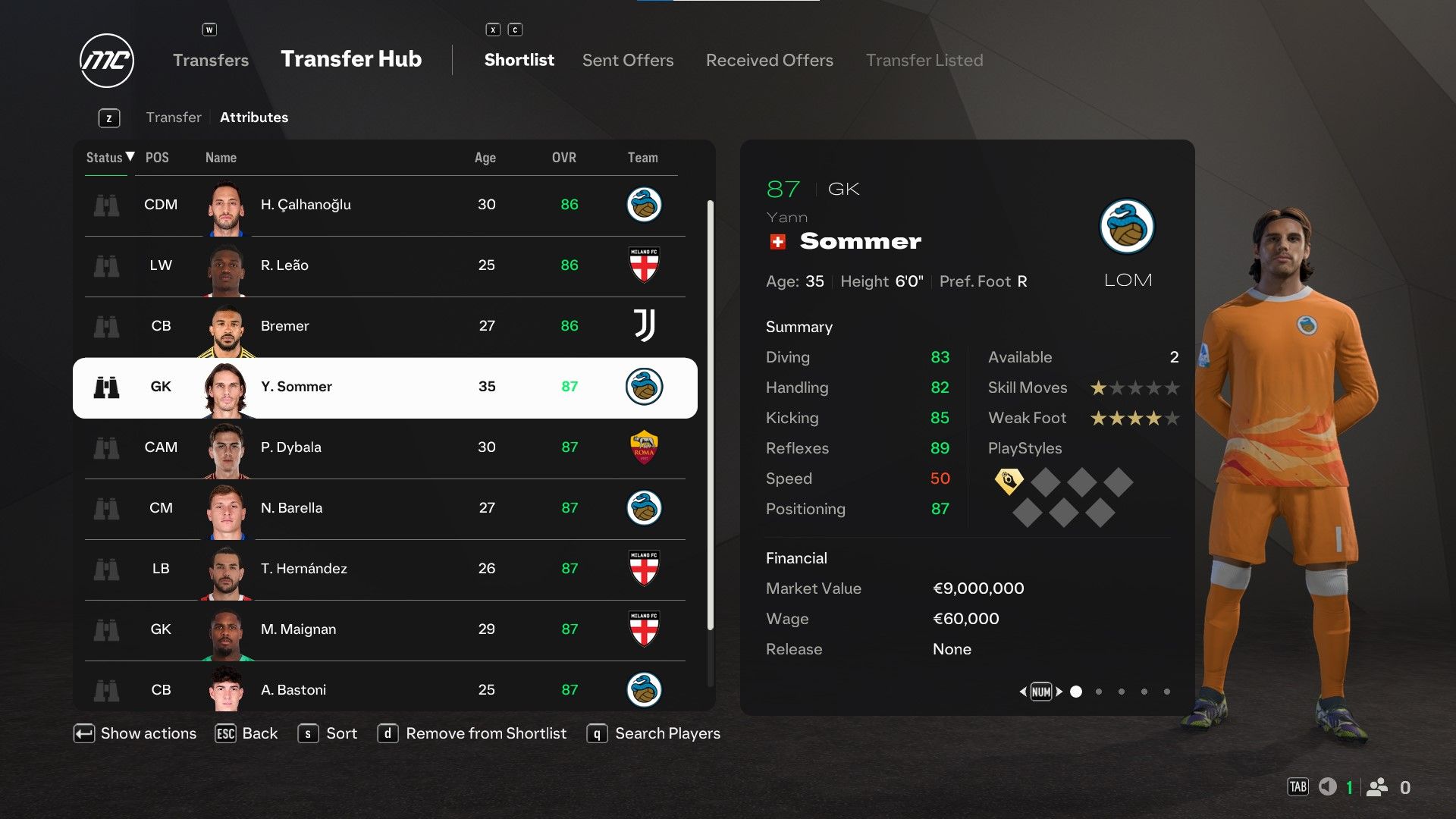 Yann Sommer in EA Sports FC 25.