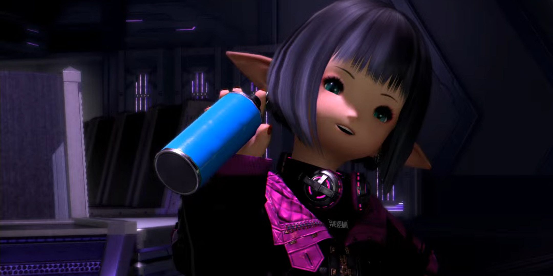 A Lalafell holding a spray can