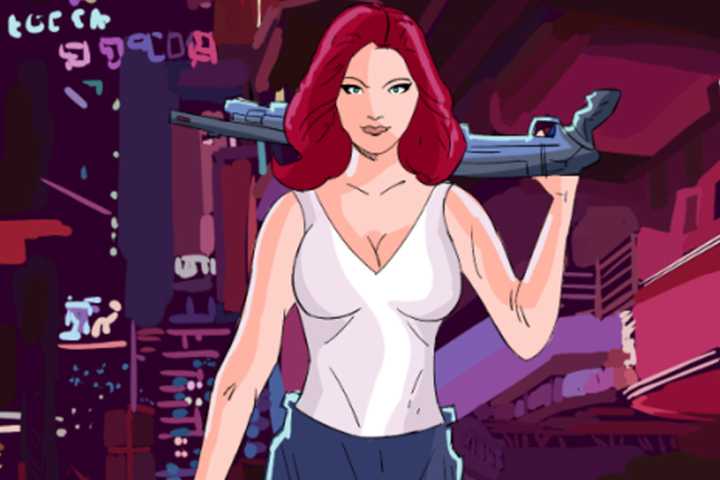 Chemical-Burn Key Art of Cindy holding a shotgun in Hazard City.