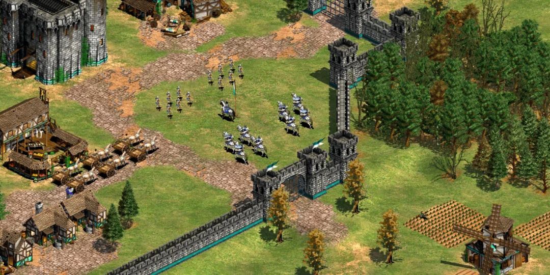 A Frankish town is under protection behind a gate.