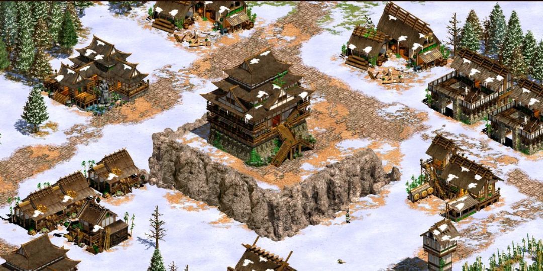 A snowy version of medieval Kyoto is shown in Age of Empires 2.