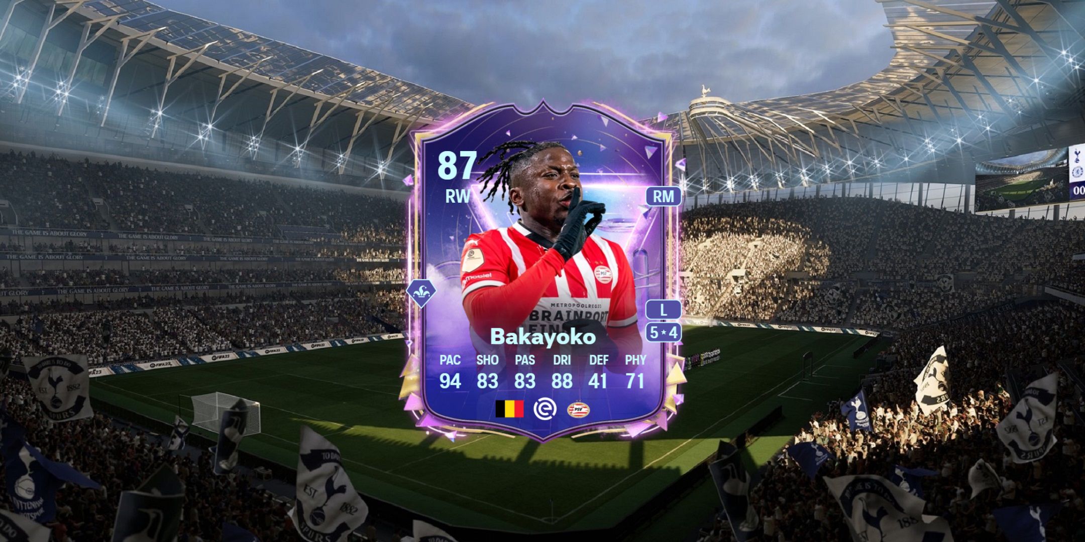 Johan Bakayoko's card in EA Sports FC 25.