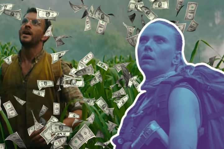 Jurassic World Rebirth trailer with money falling down