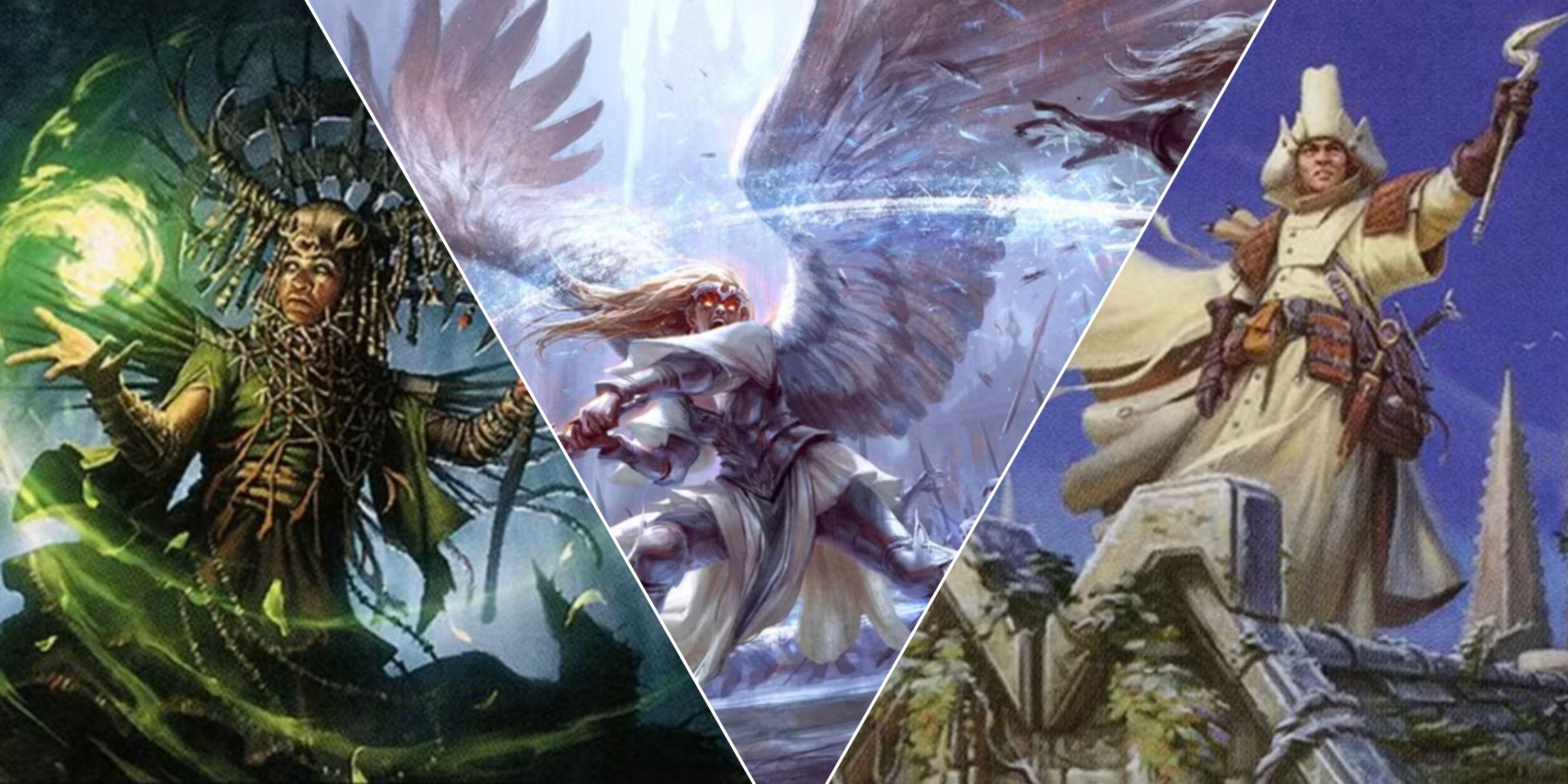 Magic The Gathering collage image of three Human Tribal Commanders