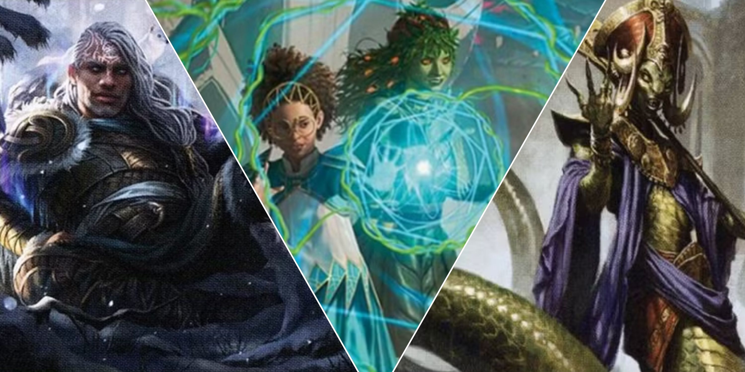 Magic The Gathering collage image of three Sultai Commanders