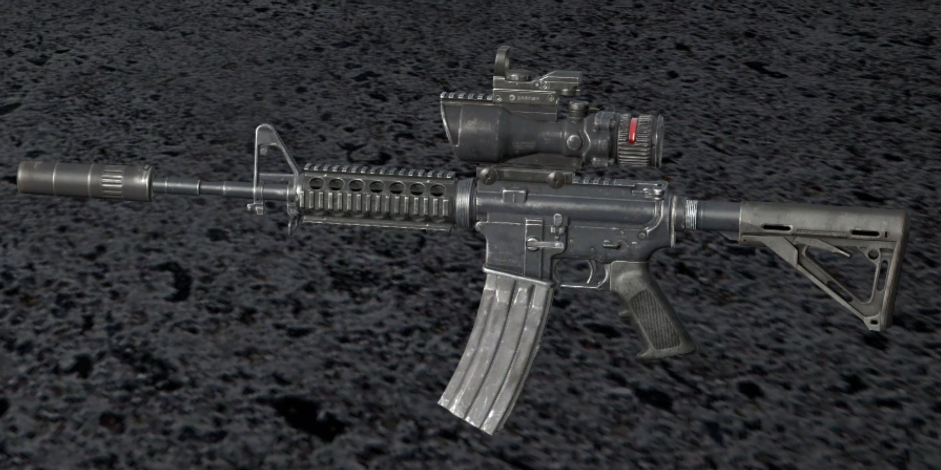 A screenshot of the M4-A1 assault rifle against a pavement background in DayZ.