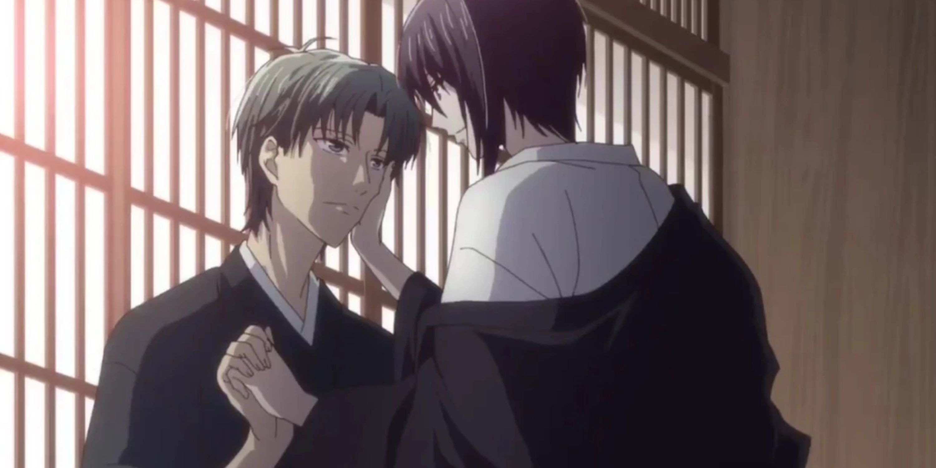 Shigure and Atiko embracing in Fruits Basket. 
