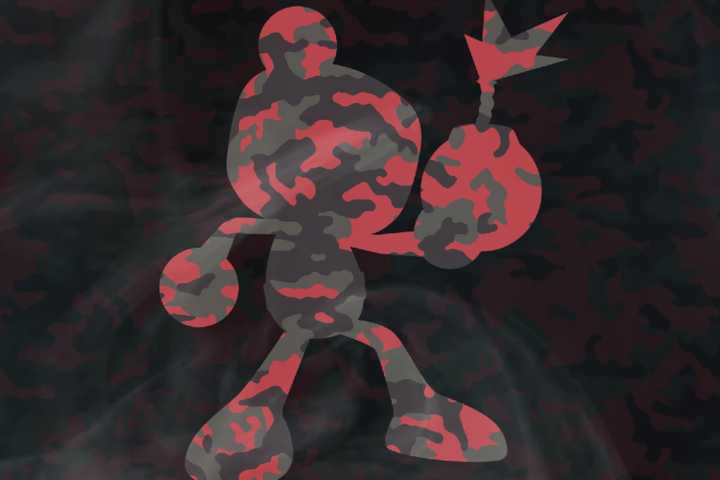 camouflaged bomberman in metal gear solid delta snake eater.