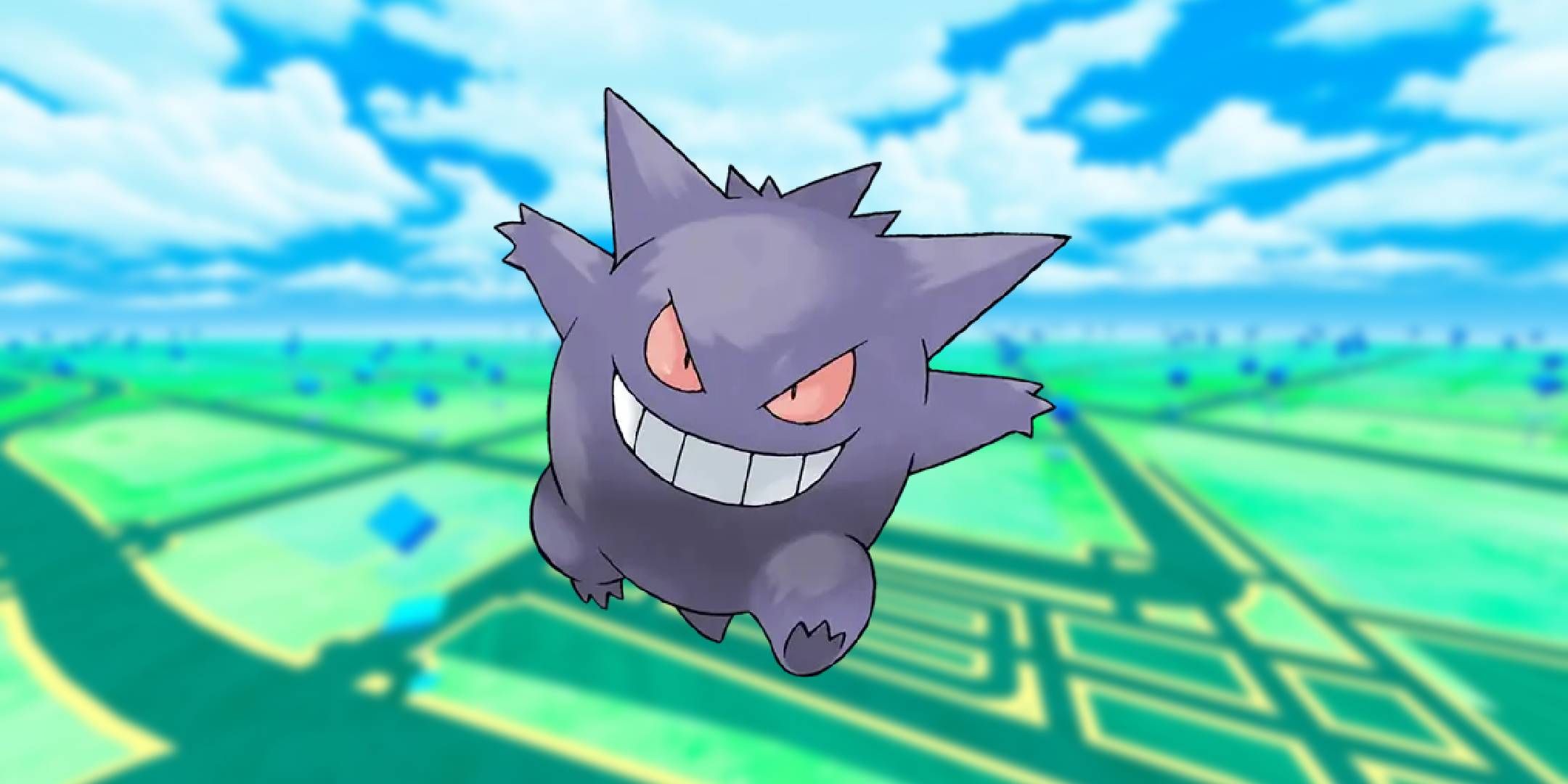 Official artwork of Gengar from Pokmeon Go.