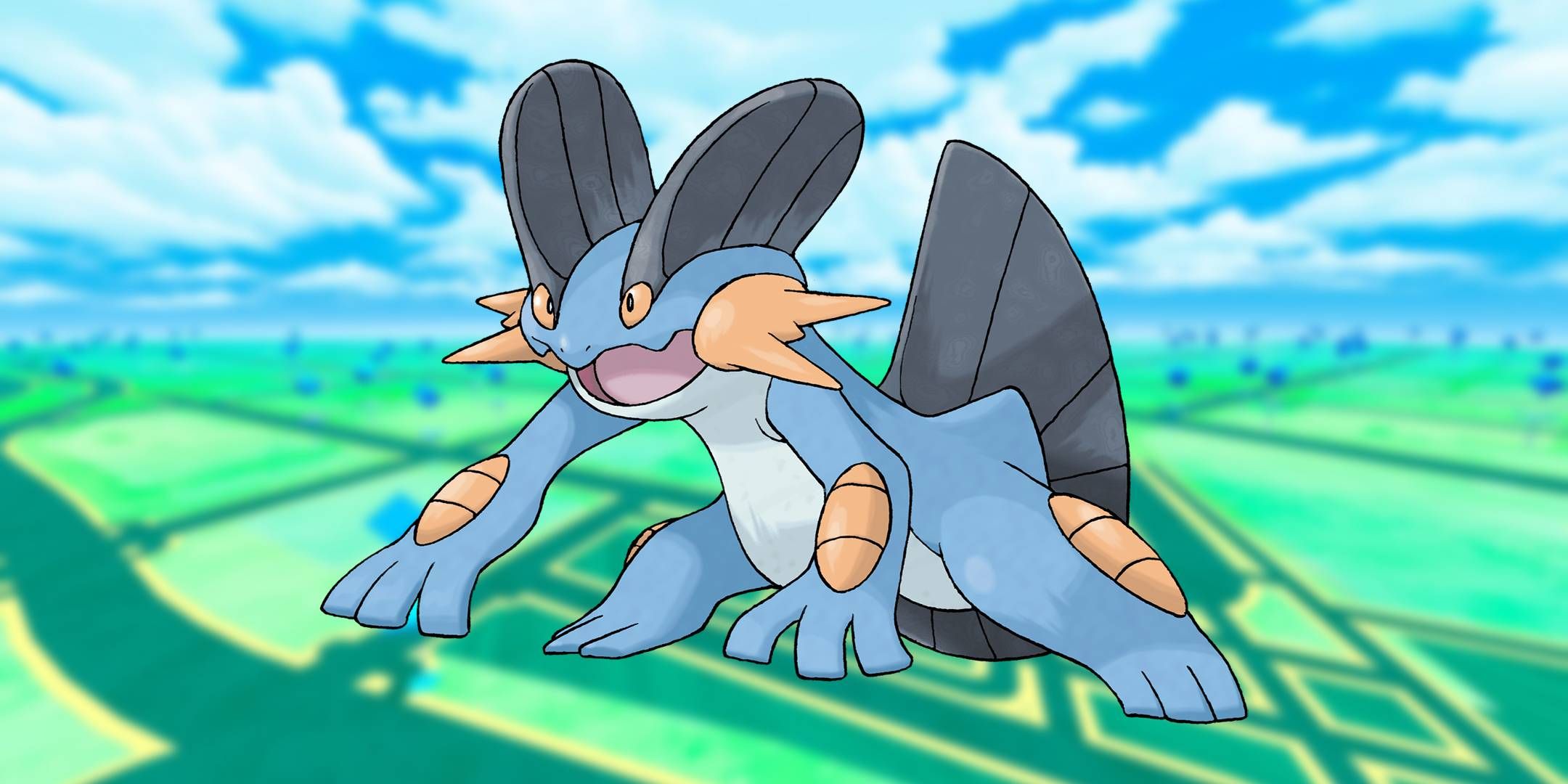 Official artwork of Swampert from Pokmeon Go.