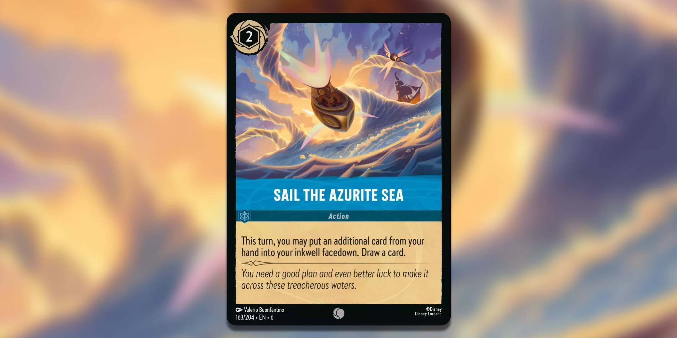 The Sapphire card Sail The Azurite Sea from the Disney Lorcana Trading Card Game. 